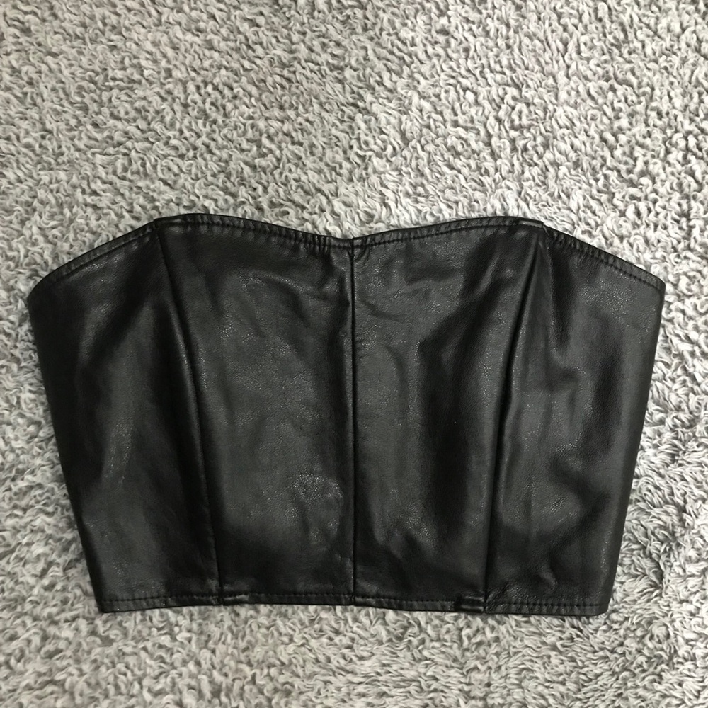 Faux leather crop